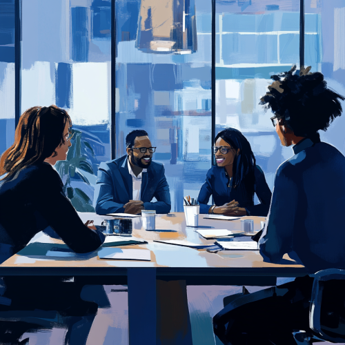 A Harmonious Workplace: Collaborative Discussion in Modern Office