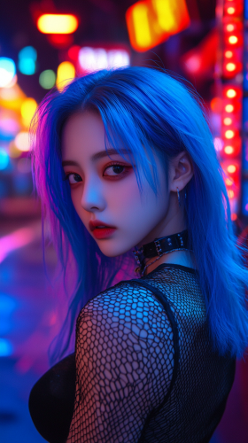 Korean Girl in Futuristic City