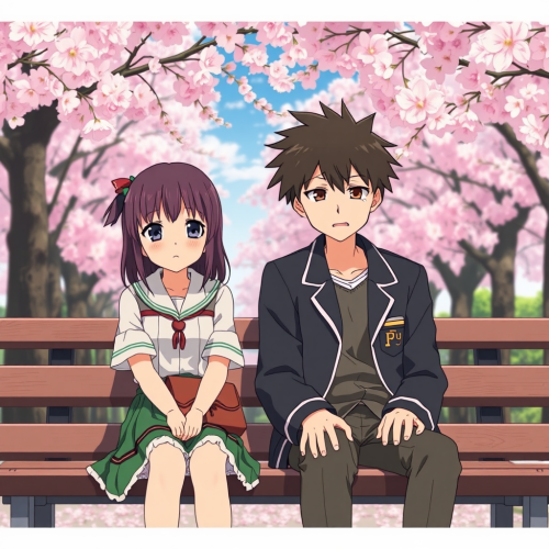 A High School Boy and Girl in Japan