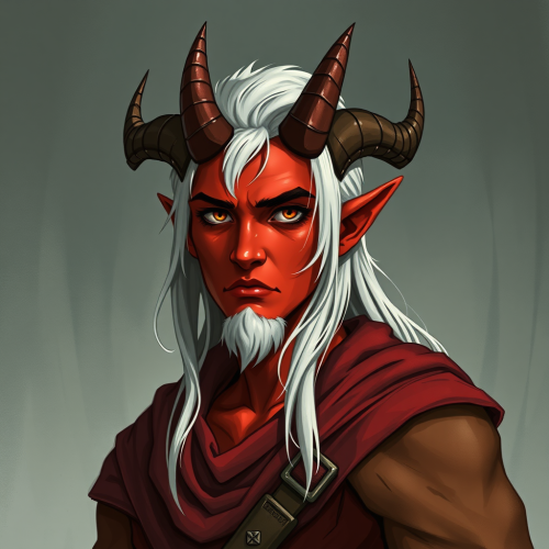 A Humble, Poor Red Tiefling Paladin with Horns