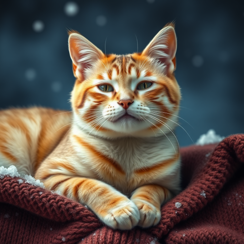 A Hungry, Tired Cat Struggling in Winter