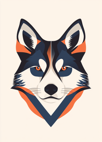 A Huskie Head in Geometric Art Style
