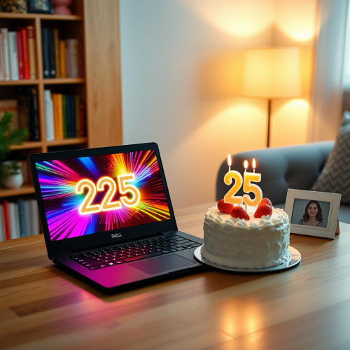 A Joyful 25th Birthday Celebration with Laptop