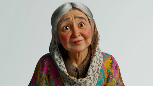 A Kazakh Grandmother in Disney Style