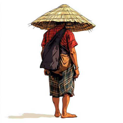 A Khasi Farmer in Shillong with Bamboo Hat.