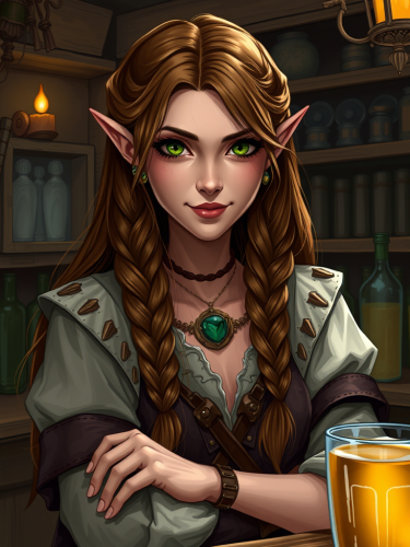 A Kind Bartender in a Fantasy Tavern