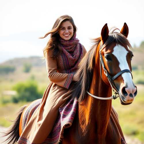 A Kind Iranian Girl Riding Fit Horse Joyfully A Kind Iranian Girl Riding Fit Horse Joyfully
