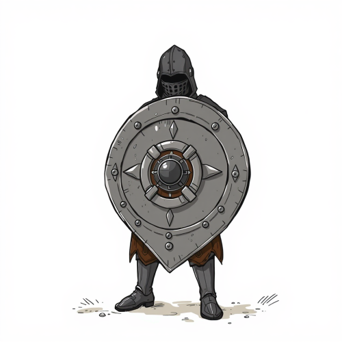 A Knight Wearing Ring Mail Armor Holds Shield