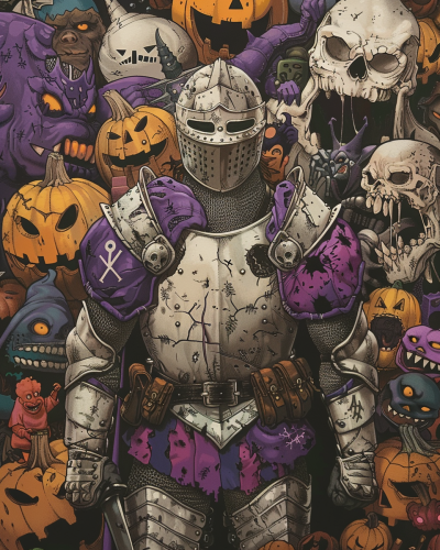 A Knight in Armor at Halloween