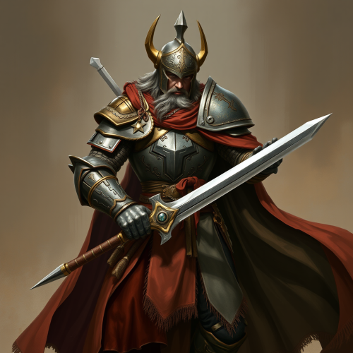 A Knight with Double Bladed Sword and Robes