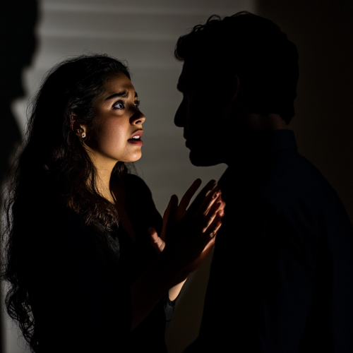 A Latina Woman Finds Comfort Amidst Shadow