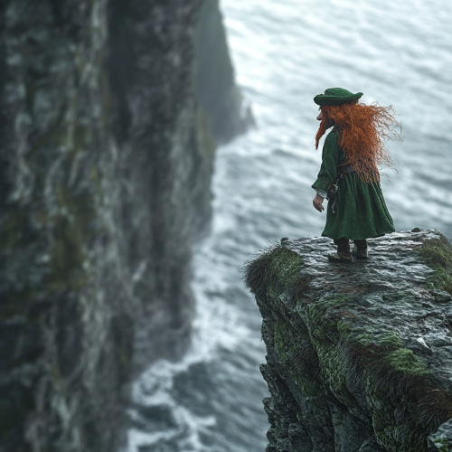 A Leprechaun Walking Along an Irish Cliff