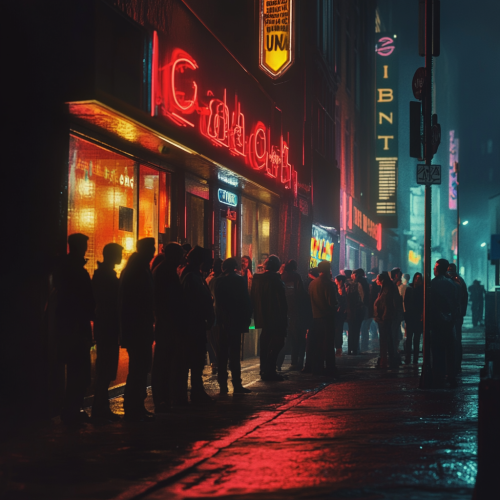 A Line of People Outside a Nightclub