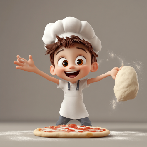 A Little Boy Making Pizza in 3D
