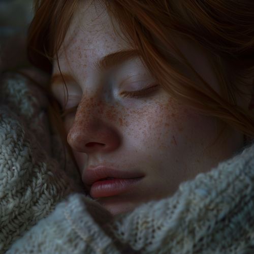 A Lonely Woman Reflecting Strength in Soft Warmth