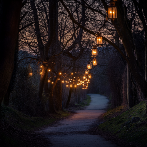 A Magical Candlelit Path at Twilight