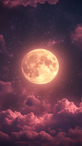 A Magical Night with Moon and Stars Glow