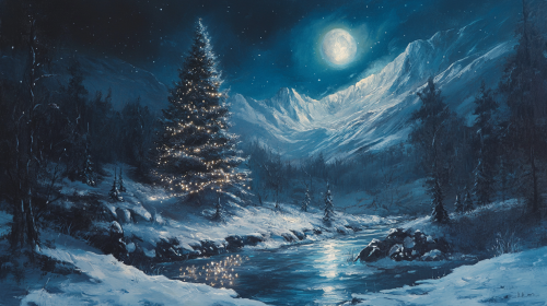 A Magical Winter Night with Christmas Tree
