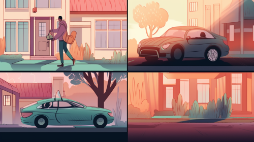 A Man's Coffee Adventure in Colorful Cartoons