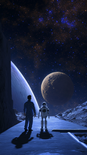 A Man and Marvin Hitchhike in Space