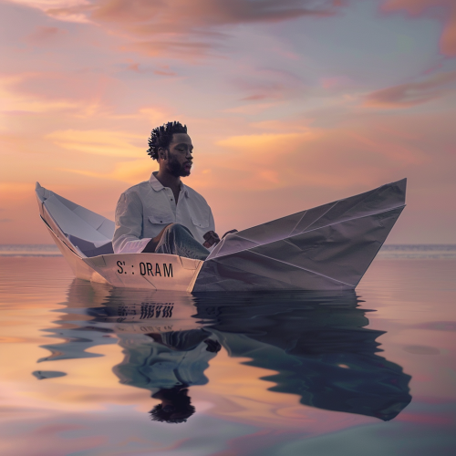 A Man in SS. JORAM Boat at Sunset