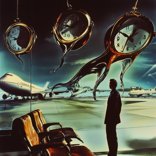 A Man in Surreal Departure Gate