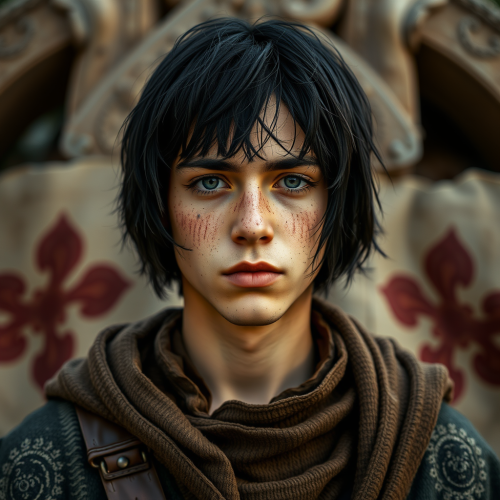 A Medieval Teen Boy with Black Hair