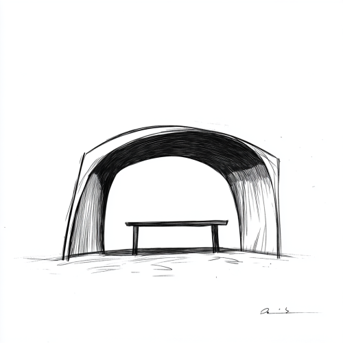 A Minimalist Sketch of a Modern Stargazing Shelter A Minimalist Sketch of a Modern Stargazing Shelter