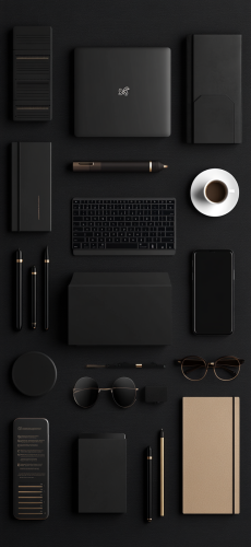 A Minimalistic Desk Setting in Dark Background