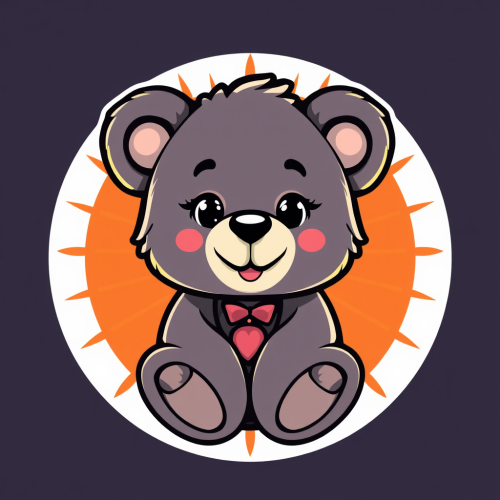 A Modern Cartoon Teddy Bear in Sun and Moon Logo