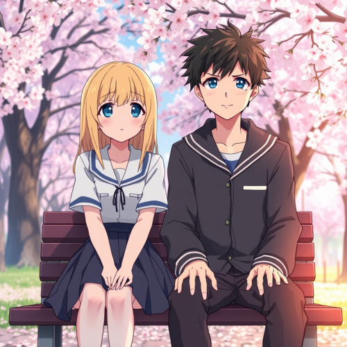 A Modest High School Girl and Boy in Japan