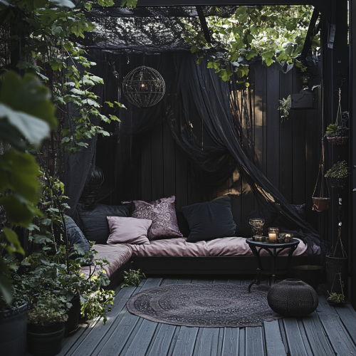 A Moody Boho Deck with Romantic Gray and Pink