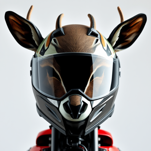 A Motorcycle Helmet with a Deer-Shaped Face