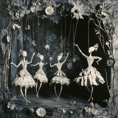 A Mysterious Puppet Theater adorned with fairy-like figures