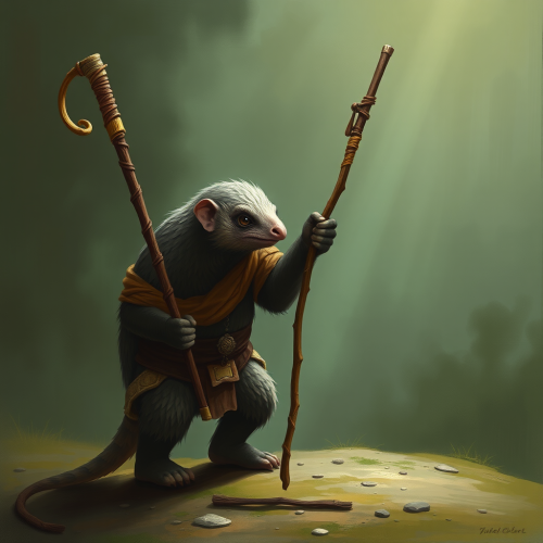 A Pangolin Druid with a Dora Straw Staff