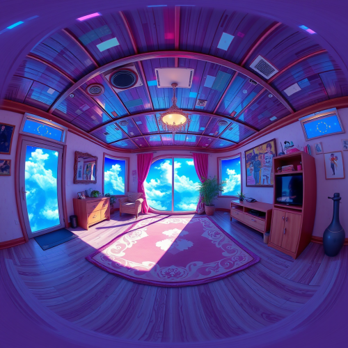 A Panoramic View of an Anime-Styled Room