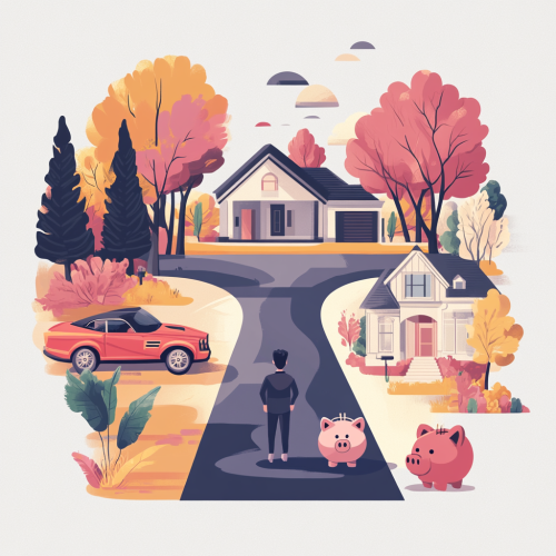 A Person Faces Two Paths: Luxury vs. Savings A Person Faces Two Paths: Luxury vs. Savings