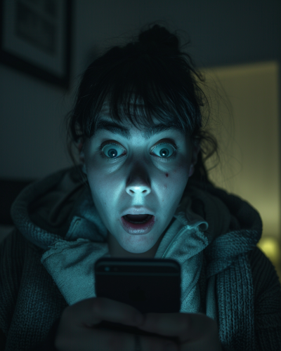 A Person Looking Shocked at Phone Screen