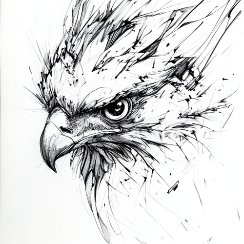 A Philippine eagle with strong, messy linework flapping