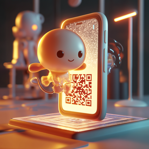 A Phone Scanning QR Code Reveals Human-like Character