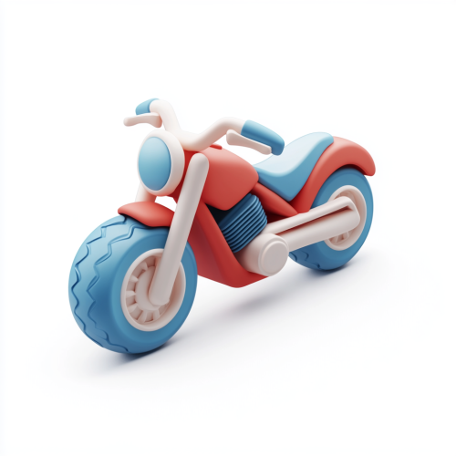 A Pixar-style motorcycle in cute clay style