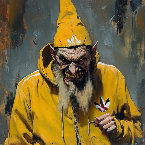 A Polish Wizard in tracksuit with crooked nose.