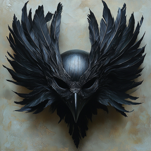 A Raven Masquerade Mask in Renaissance Style Painting