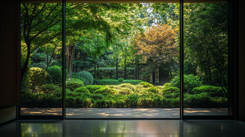 A Realistic Garden View from Modern Room