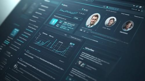 A Realistic Modern CRM Software Interface in Blue