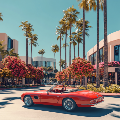 A Red Convertible in Silicon Valley Scenery