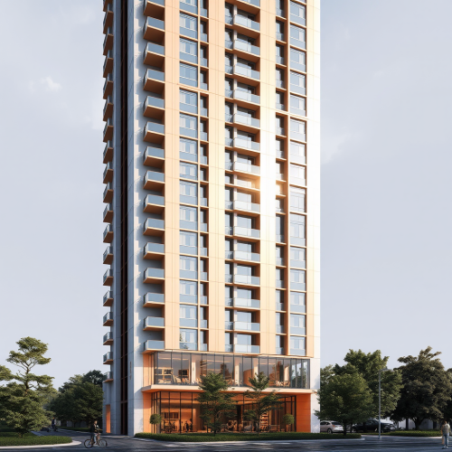 A Rose-Gold High-Rise Residential and Commercial Building