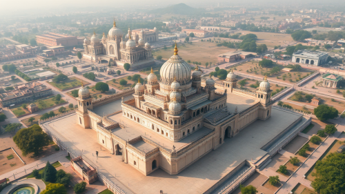 A Royal Indian City and Palace Aerial View