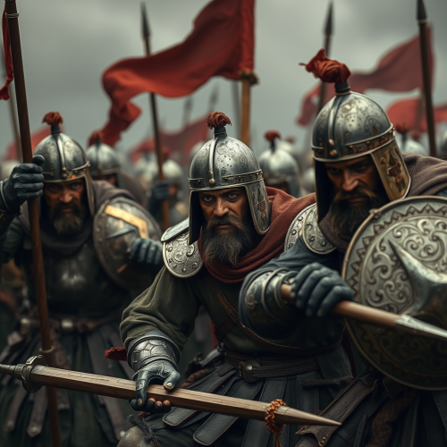 A Sad Battle With Defeated Medieval Soldiers.