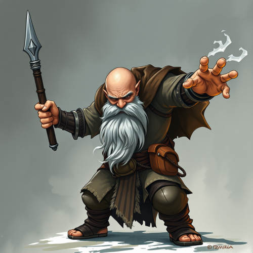 A Sad Dwarf Monk in Fighting Stance